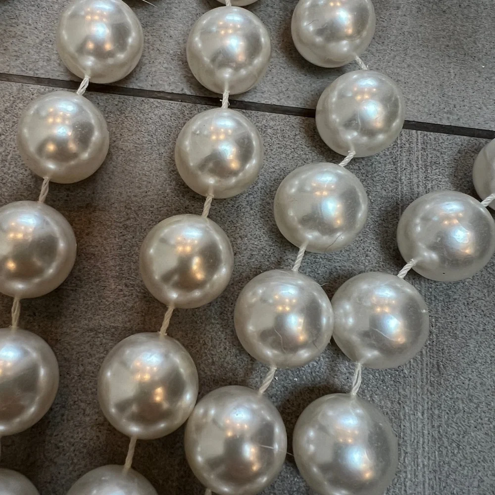 Elegant Pearl Beaded Strands - set of 2, each approx 11’ long. For holiday tree?